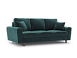 Dīvāns Micadoni Home Moghan 3S, zaļš/melns cena un informācija | Dīvāni | 220.lv