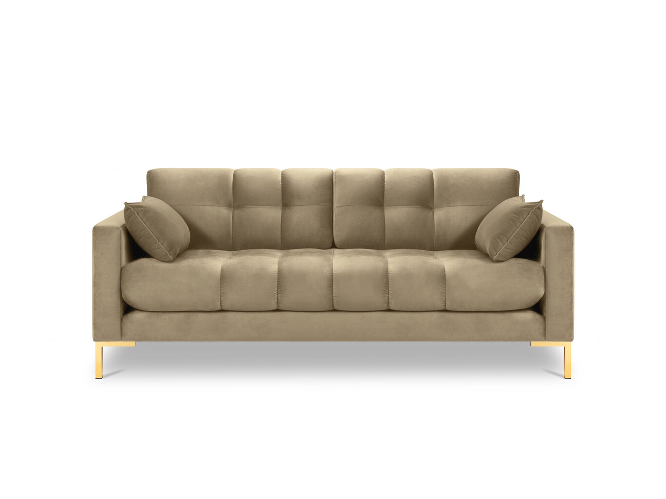 Dīvāns Micadoni Home Mamaia 2S, smilškrāsas/zelta krāsas cena un informācija | Dīvāni | 220.lv