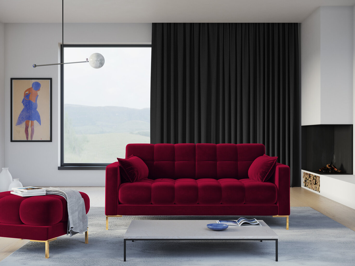 Dīvāns Micadoni Home Mamaia 2S, sarkans/zelta krāsas цена и информация | Dīvāni | 220.lv