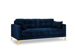 Dīvāns Micadoni Home Mamaia 2S, zilas/zelta krāsas