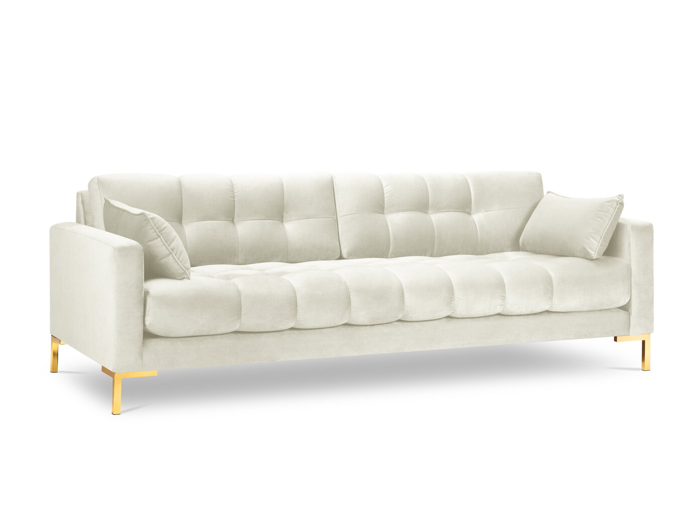 Dīvāns Micadoni Home Mamaia 4S, gaišas smilškrāsas/zelta krāsas cena un informācija | Dīvāni | 220.lv