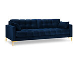 Dīvāns Micadoni Home Mamaia 4S, tumši zils/zelta krāsas