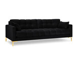 Dīvāns Micadoni Home Mamaia 4S, melns/zelta krāsas