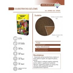 Kūdras substrāts ziediem Durpeta, 20 l cena un informācija | Grunts, zeme, kūdra, komposts | 220.lv