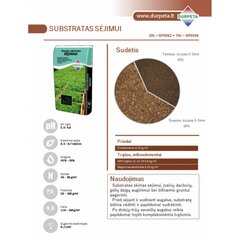 Kūdras substrāts sēšanai Durpeta, 70 l cena un informācija | Grunts, zeme, kūdra, komposts | 220.lv
