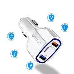 Универсальное автомобильное зарядное устройство 2x USB / USB C QC3.0, черное цена и информация | Зарядные устройства для телефонов | 220.lv