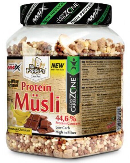 Amix Nutrition Mr.Popper´s - LowCarb Protein Müsli 500 g цена и информация | Vitamīni, preparāti, uztura bagātinātāji labsajūtai | 220.lv