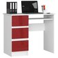 Rakstāmgalds NORE A6, kreisās puses, balts/sarkans cena un informācija | Datorgaldi, rakstāmgaldi, biroja galdi | 220.lv