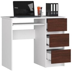 Письменный стол NORE A6, правый вариант, белый/темно-коричневый цена и информация | Компьютерные, письменные столы | 220.lv
