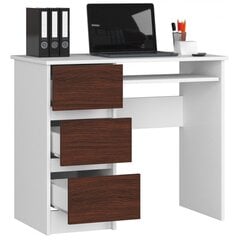 Письменный стол NORE A6, левый кариант, белый/темно-коричневый цена и информация | Компьютерные, письменные столы | 220.lv