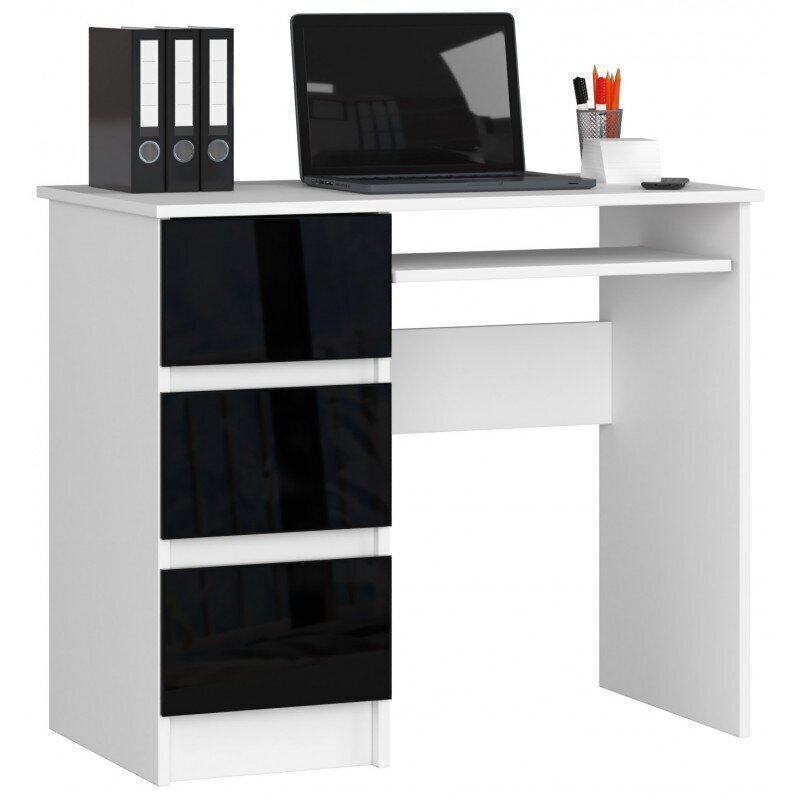 Rakstāmgalds NORE A6, kreisās puses, balts/melns cena un informācija | Datorgaldi, rakstāmgaldi, biroja galdi | 220.lv