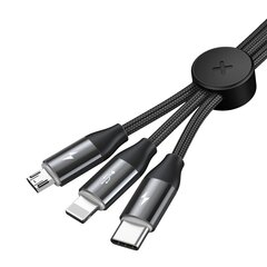 USB кабель Baseus 3W1 USB - Micro USB / Lightning / USB Type, C 3,5 A, 1 м, черный цена и информация | Кабели для телефонов | 220.lv