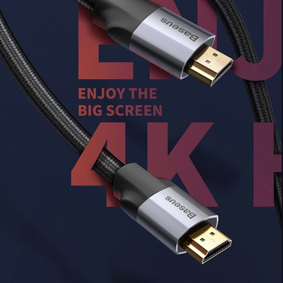 Kabelis Baseus Enjoyment 4K Hdmi - Hdmi 2 m, pelēks (Caksx-C0G) cena un informācija | Kabeļi un vadi | 220.lv