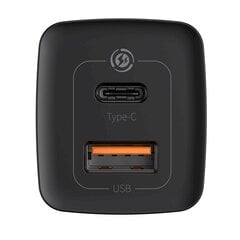 Baseus GaN CCGAN2L-B01 Tīkla Lādētājs USB / USB-C / 65W / 5A / Quick Charge 3.0 Melns cena un informācija | Lādētāji un adapteri | 220.lv