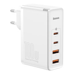 Baseus GaN CCGAN2P-L02 Tīkla Lādētājs 2 x USB / 2 x USB-C / 100W / 5A balts cena un informācija | Lādētāji un adapteri | 220.lv