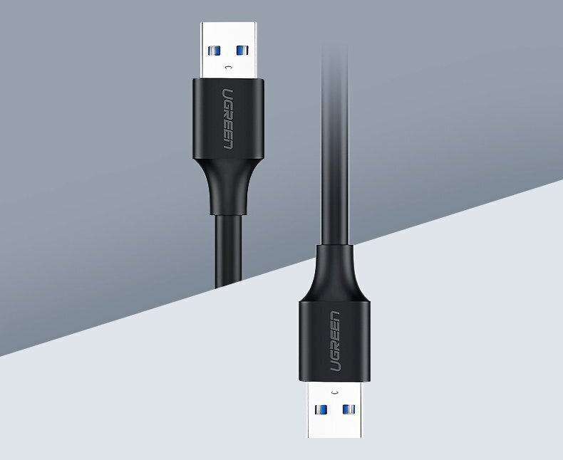 Kabelis Ugreen USB 2.0 (male) - USB 2.0 (male) 1 m, melns UGR391BLK cena un informācija | Kabeļi un vadi | 220.lv