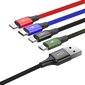 USB Kabelis Baseus 2X Lightning / USB Type C / Micro USB 3.5A 1.2 m, melns cena un informācija | Savienotājkabeļi | 220.lv
