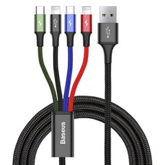 USB кабель Baseus 2X Lightning / USB Type C / Micro USB 3.5A, 1.2 м, черный цена и информация | Кабели для телефонов | 220.lv