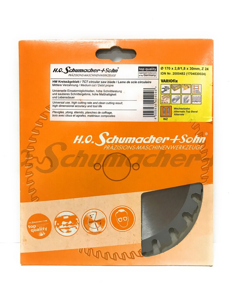 Koka griešanas disks 170 x 2,8 / 1,8 x 30 mm, Z-24 H.O Schumacher + Sohn cena un informācija | Dārza tehnikas rezerves daļas | 220.lv