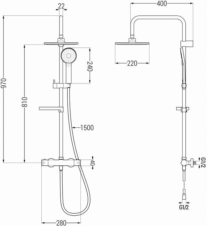Dušas sistēma ar termostatu Mexen KX40, Rose Gold цена и информация | Dušas komplekti un paneļi | 220.lv