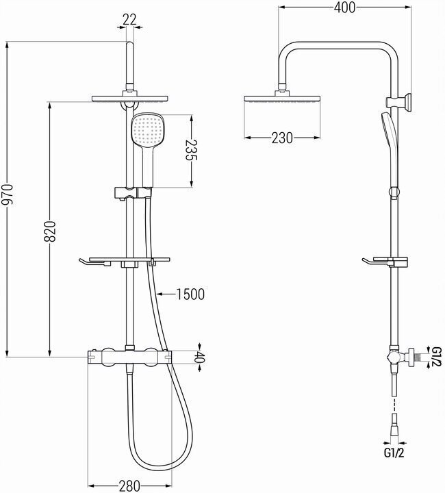 Dušas sistēma ar termostatu Mexen KT33, White/Chrome цена и информация | Dušas komplekti un paneļi | 220.lv