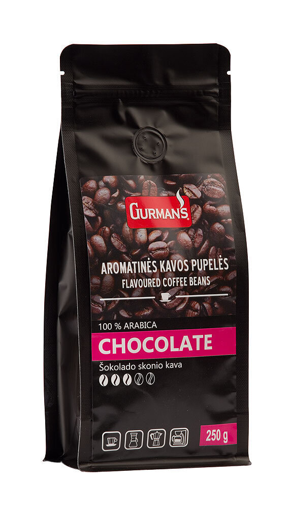 GURMAN'S Šokolādes liķiera aromāta kafijas pupiņas, 250g cena un informācija | Kafija, kakao | 220.lv