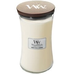 WoodWick ароматическая свеча White Tea & Jasmine, 609,5 г цена и информация | Подсвечники, свечи | 220.lv