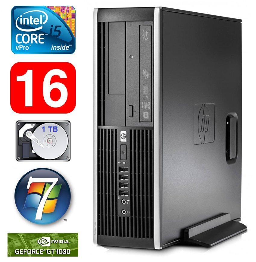 HP 8100 Elite SFF i5-650 16GB 1TB GT1030 2GB DVD WIN7Pro cena un informācija | Stacionārie datori | 220.lv