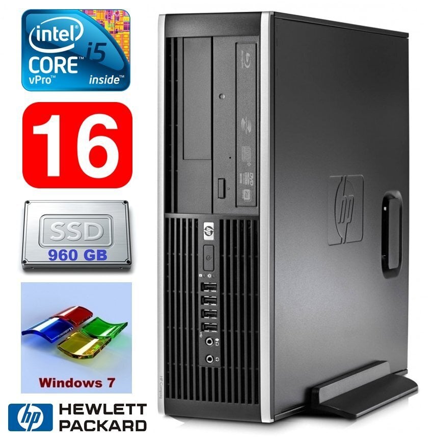 HP 8100 Elite SFF i5-650 16GB 960SSD DVD WIN7Pro cena un informācija | Stacionārie datori | 220.lv