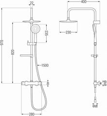 Душевая система с термостатом Mexen KX67, Black цена и информация | Душевые комплекты и панели | 220.lv