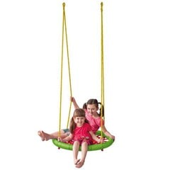 Woody 91412 Šūpoles ar apaļu sēdekli (diam. 83cm) no izturīga materiāla jostu sietiņa bērniem no 3+ gadiem (maks. 80kg) cena un informācija | Šūpoles | 220.lv