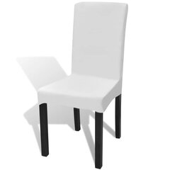 6 эластичных чехлов на стулья, прямые, белые цена и информация | Чехлы для мебели | 220.lv