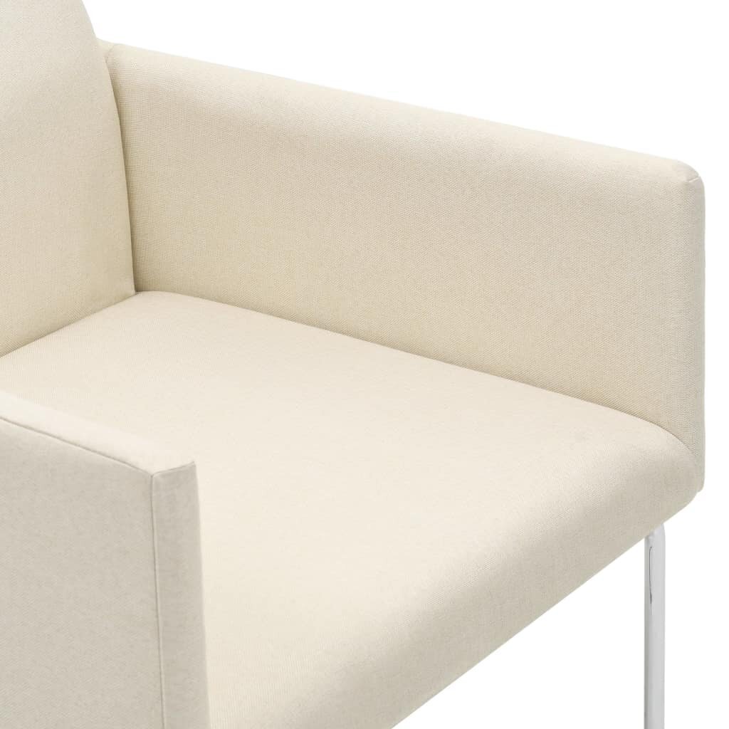 vidaXL virtuves krēsli, 4 gab., linam līdzīgs balts audums цена и информация | Virtuves un ēdamistabas krēsli | 220.lv