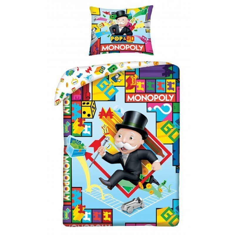 Bērnu gultas veļas komplekts Monopoly 140x200, 2 daļas цена и информация | Bērnu gultas veļa | 220.lv