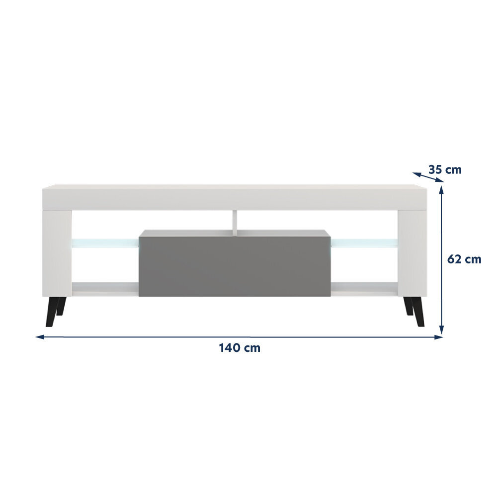 TV galdiņš Selsey HugoB LED, balts/pelēks cena un informācija | TV galdiņi | 220.lv