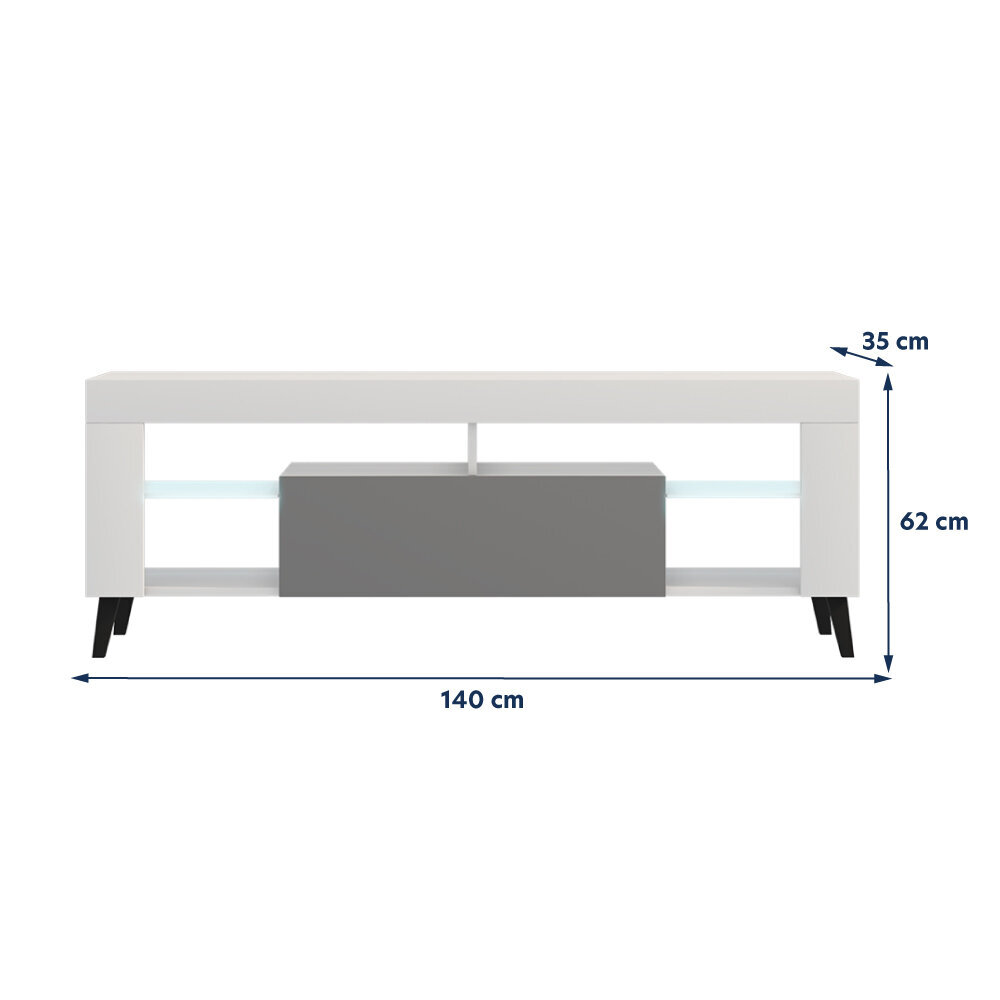 TV galdiņš Selsey HugoB LED, balts/pelēks цена и информация | TV galdiņi | 220.lv