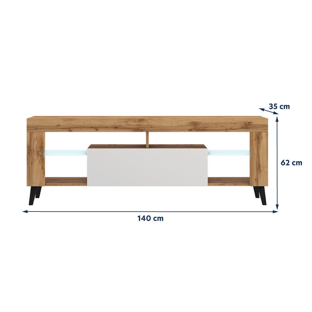 TV galdiņš Selsey HugoB LED, brūns/balts cena un informācija | TV galdiņi | 220.lv