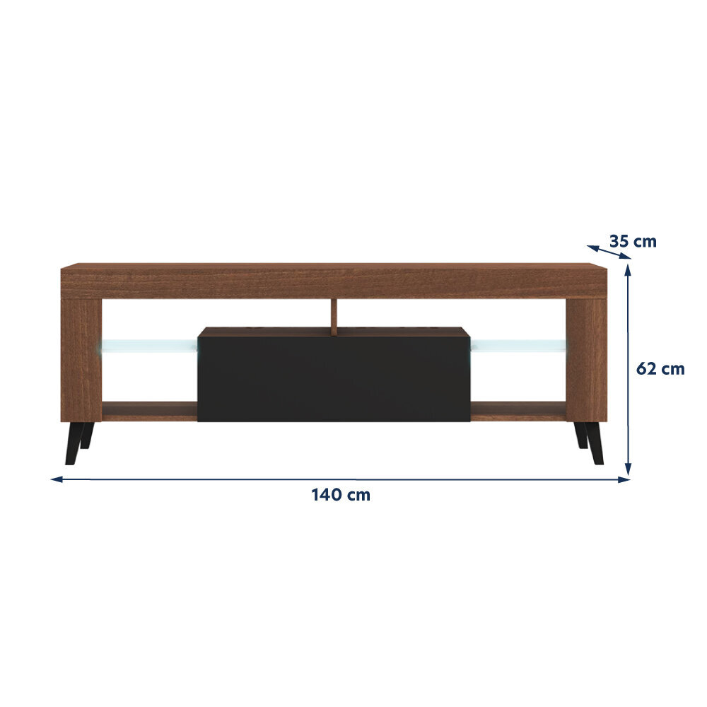 TV galdiņš Selsey HugoB LED, tumši brūns cena un informācija | TV galdiņi | 220.lv