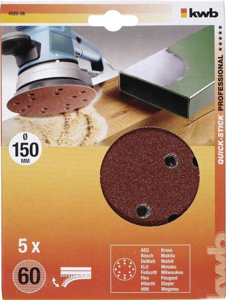 Slīpēšanas disks Quck stick Kokam un metālam, Alumīnija oksīds, Ø 150 mm P-60 cena un informācija | Slīpmašīnas | 220.lv