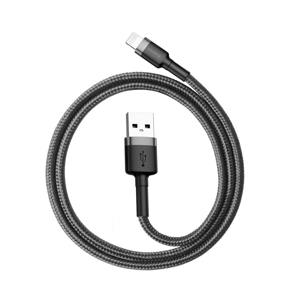 Baseus Cafule Cable Durable Nylon Braided Wire USB / Lightning QC3.0 2.4A 0,5M black-grey (CALKLF-AG1) cena un informācija | Savienotājkabeļi | 220.lv