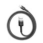 Baseus Cafule Cable Durable Nylon Braided Wire USB / Lightning QC3.0 2.4A 0,5M black-grey (CALKLF-AG1) cena un informācija | Savienotājkabeļi | 220.lv