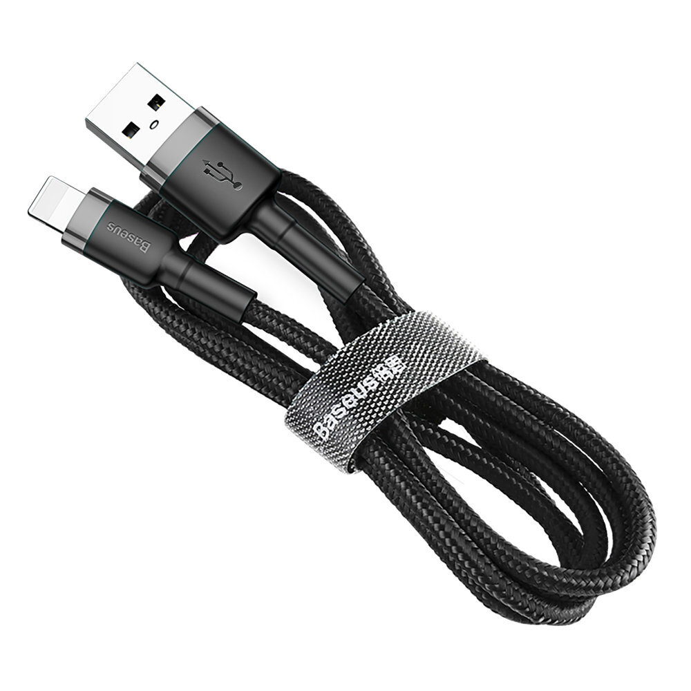 Baseus Cafule Cable Durable Nylon Braided Wire USB / Lightning QC3.0 2.4A 0,5M black-grey (CALKLF-AG1) cena un informācija | Savienotājkabeļi | 220.lv