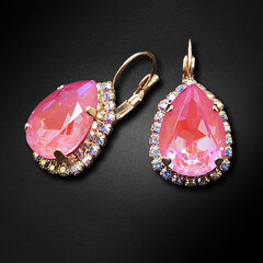 Серьги "Небесная Капля III (Lotus Pink DeLite)" с кристаллами Swarovski™ цена и информация | Серьги | 220.lv