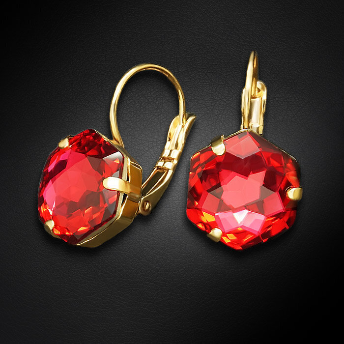 Auskari - "Fantāzija (Scarlet)" ar Swarovski™ kristāliem cena | 220.lv