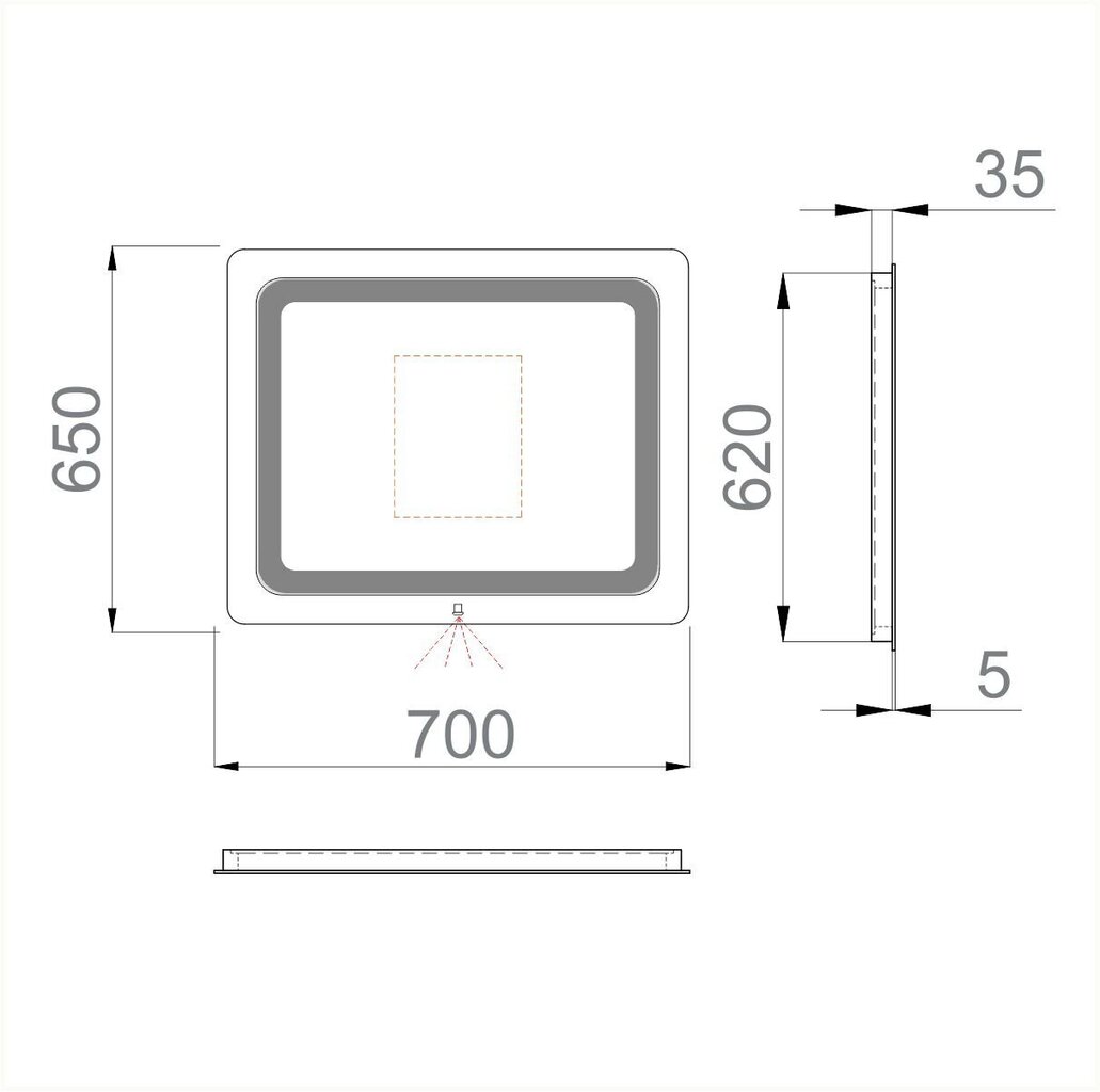 Spogulis LAVA VEGA 70x65 LED 2835IR цена и информация | Vannas istabas spoguļi | 220.lv