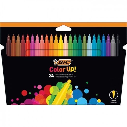 Flomāsteri Bic Felt Pens Color Up, 24 krāsu komplekts 499317 cena un informācija | Modelēšanas un zīmēšanas piederumi | 220.lv