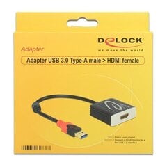 Адаптер USB 3.0 — HDMI DELOCK 62736 20 cm Чёрный цена и информация | Адаптеры и USB разветвители | 220.lv