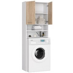 Skapītis virs veļas mazgājamās mašīnas NORE Fin 1791, balta/ozola krāsas cena un informācija | Vannas istabas skapīši | 220.lv