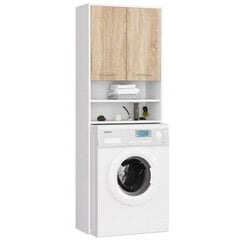 Skapītis virs veļas mazgājamās mašīnas NORE Fin 1791, balta/ozola krāsas cena un informācija | Vannas istabas skapīši | 220.lv