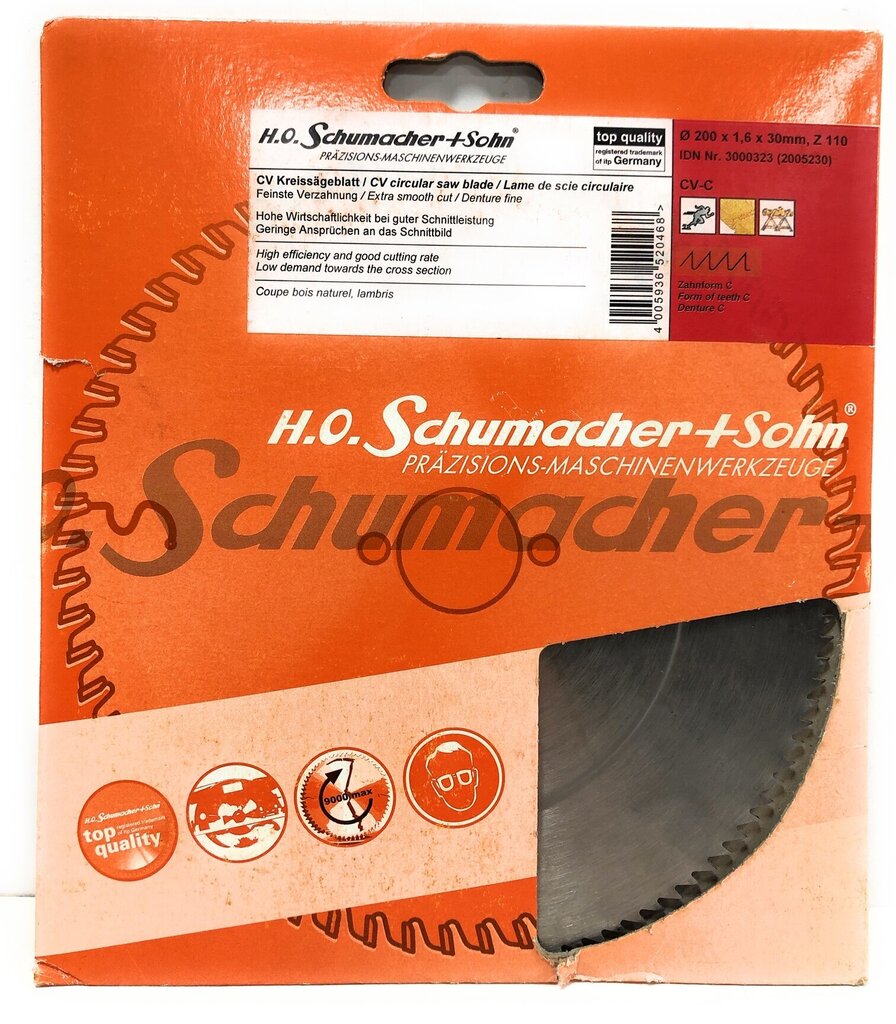 Zāģa disks kokam Ø200 x 1,6 x 30 mm, Z-110 H.O Schumacher+Sohn цена и информация | Rokas instrumenti | 220.lv
